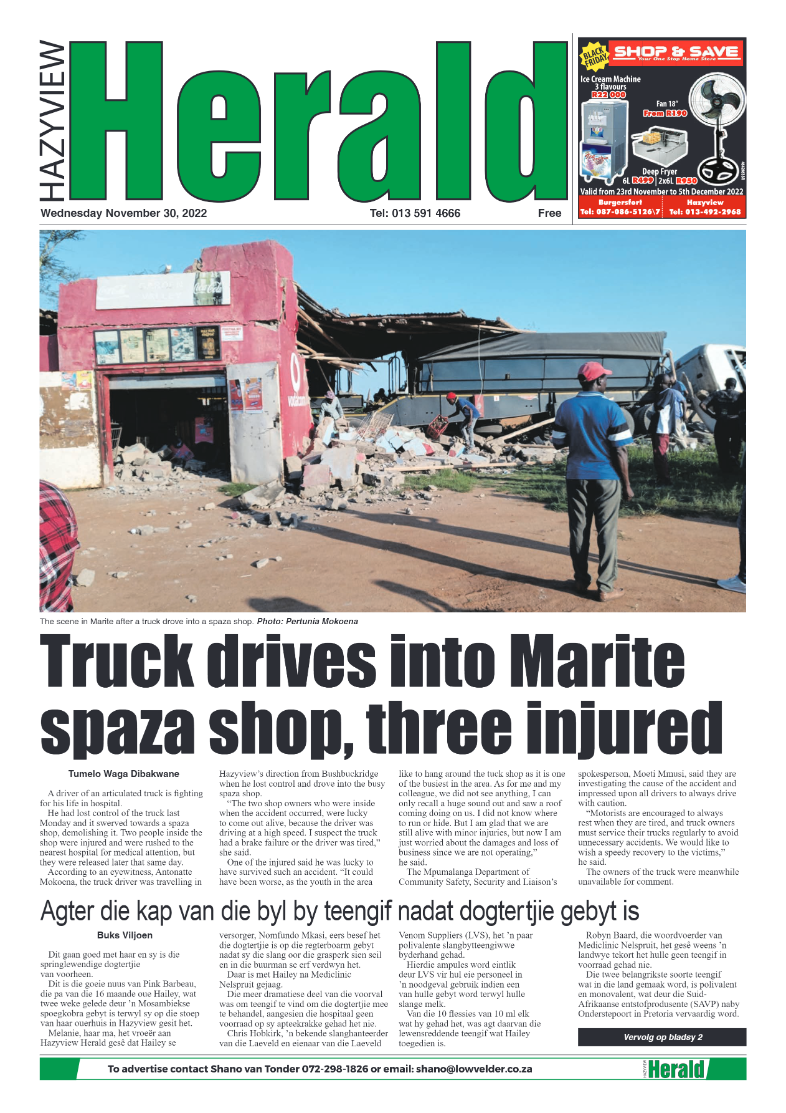 Hazyview Herald 30 November 2022 page 1