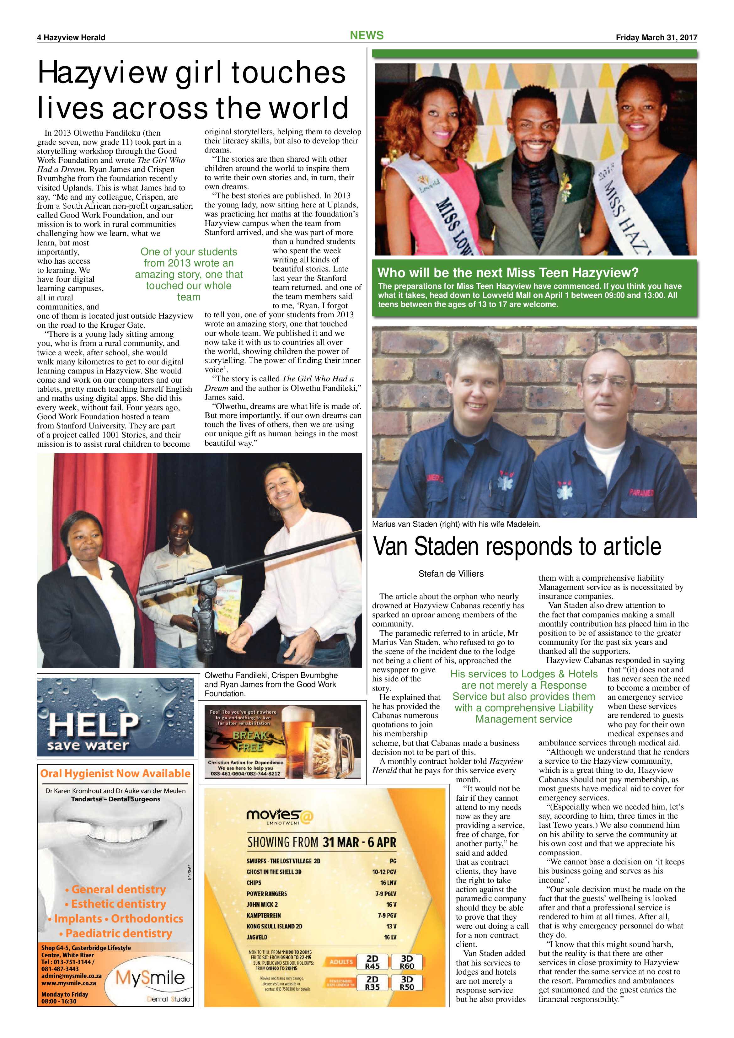 Hazyview Herald 31 March 2017 page 4