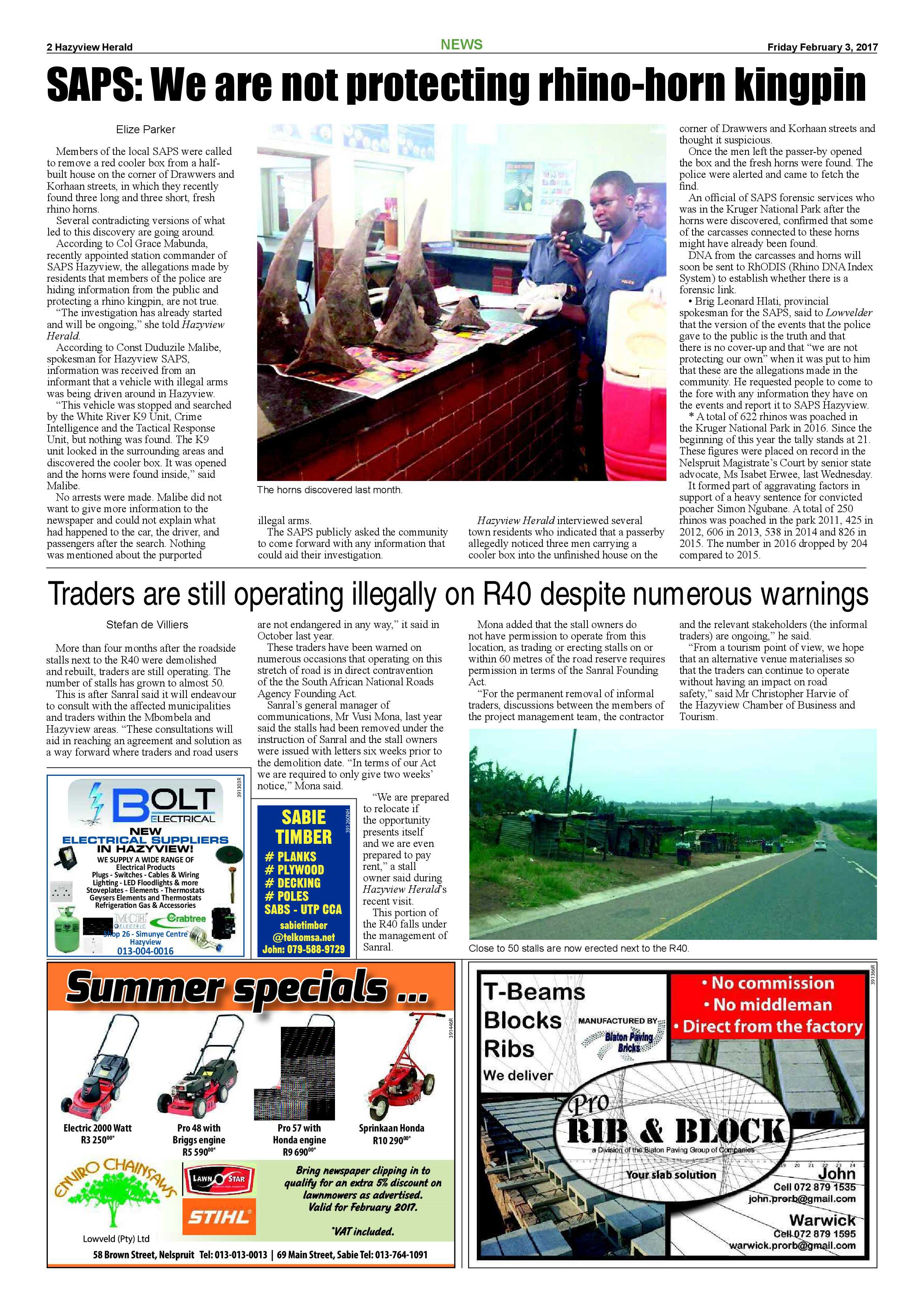 Hazyview Herald 3 February 2017 page 2