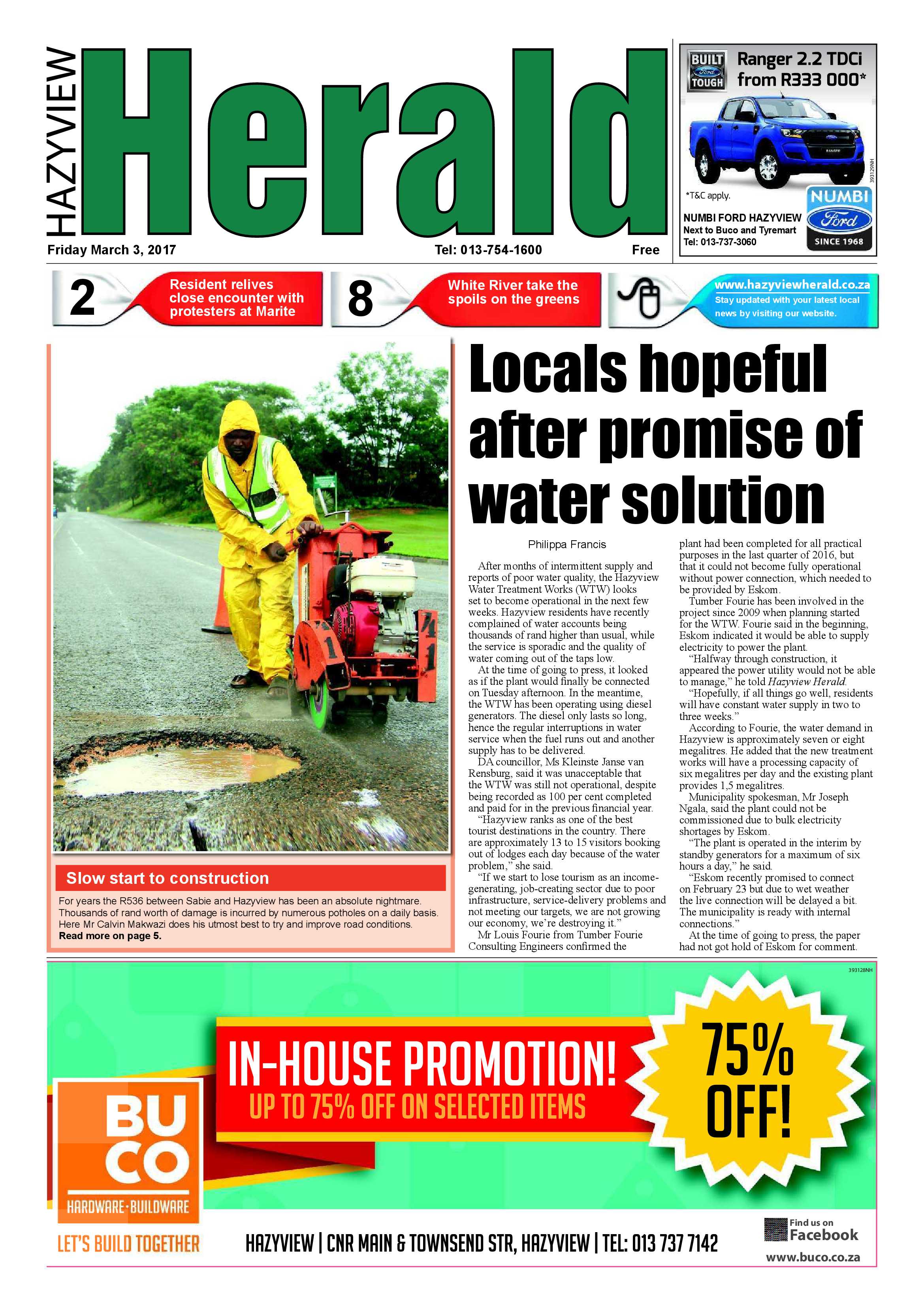 Hazyview Herald 3 March 2017 page 1