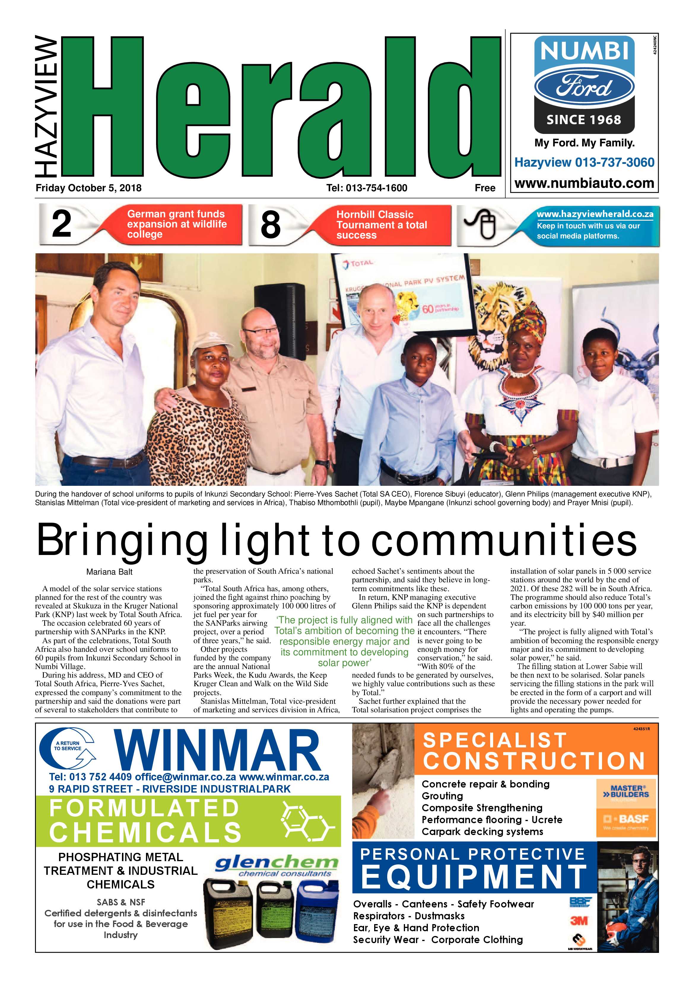 Hazyview Herald 5 October 2018 page 1