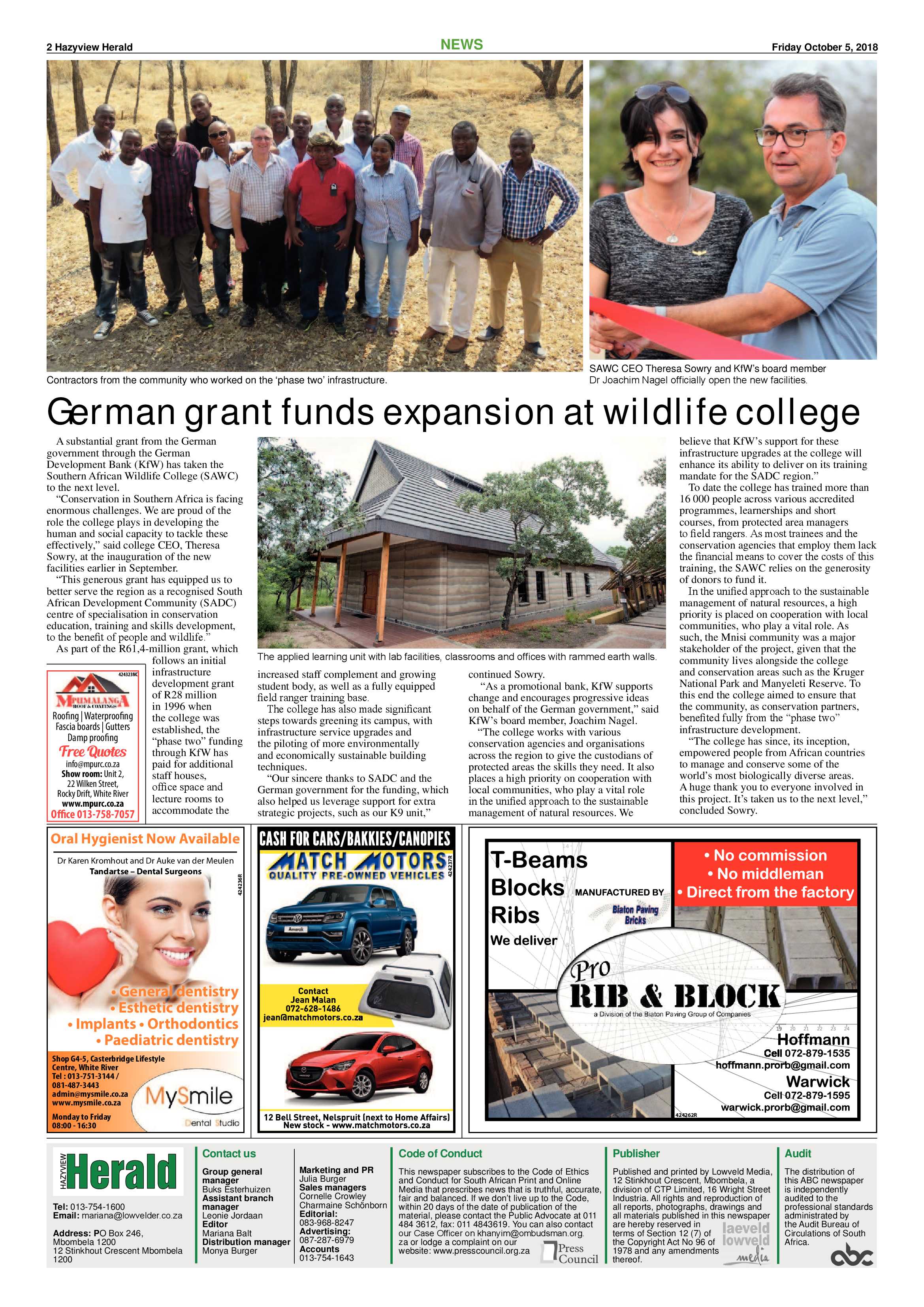 Hazyview Herald 5 October 2018 page 2