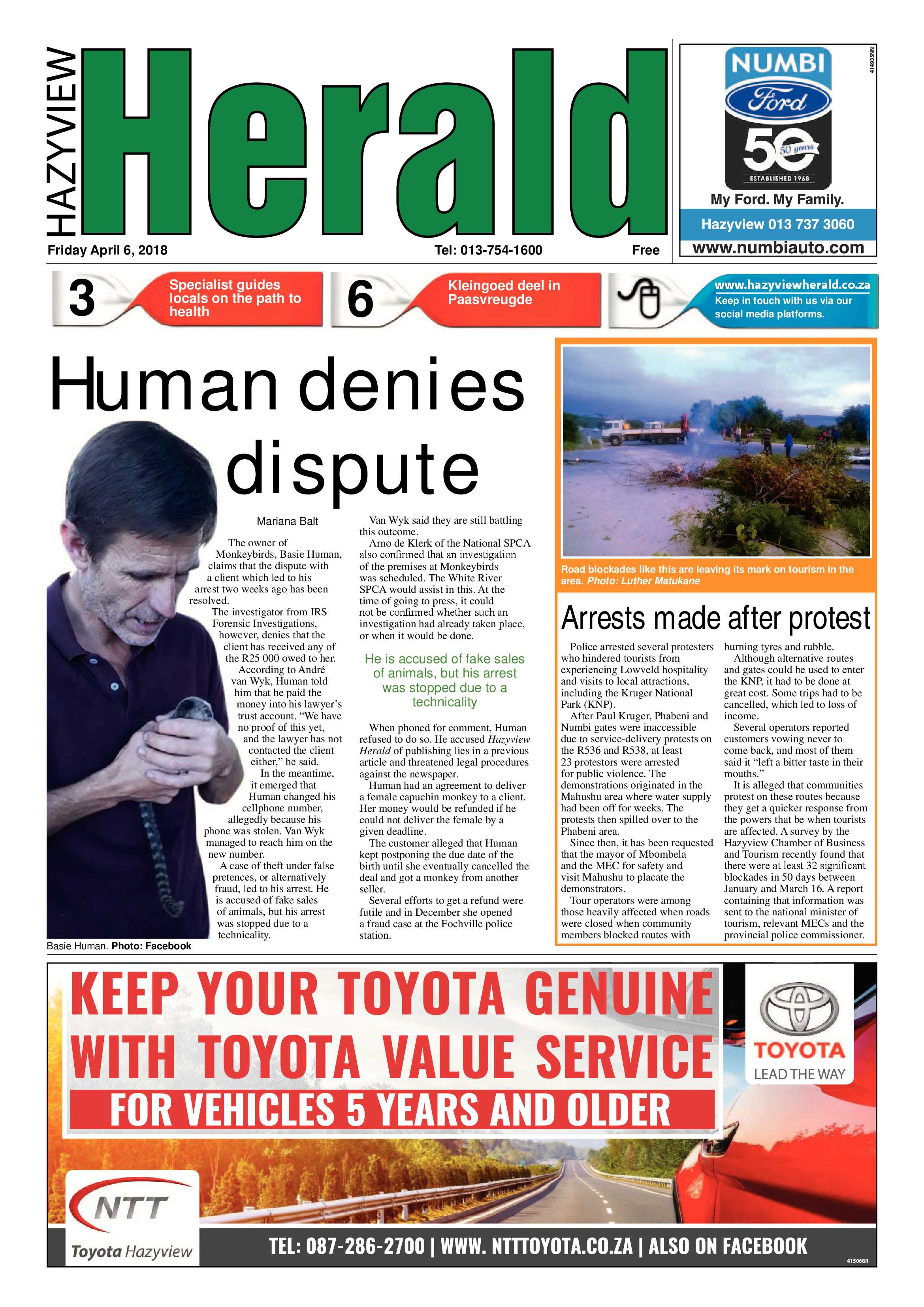 Hazyview Herald 6 April 2018 page 1