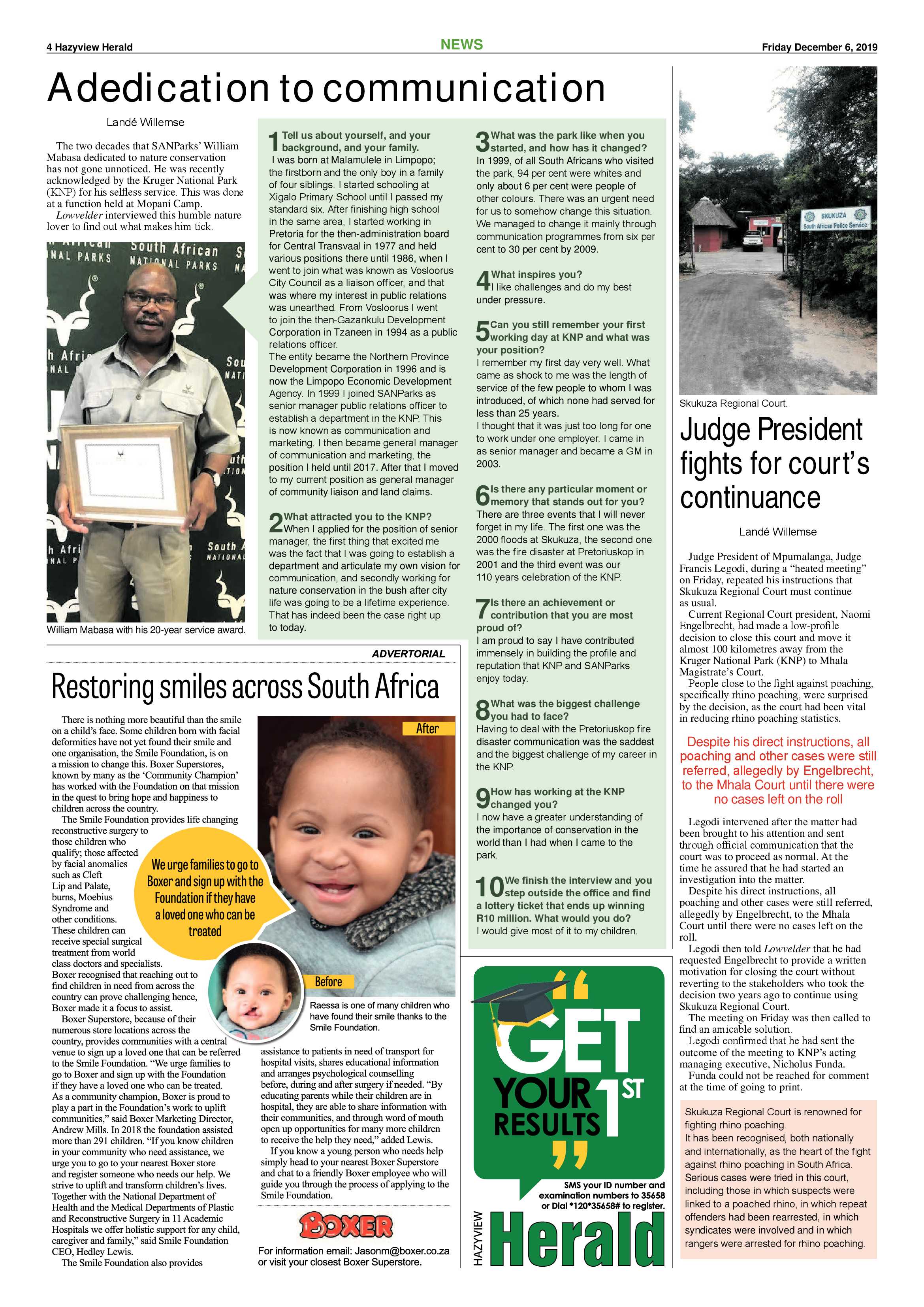 Hazyview Herald 6 December 2019 page 4