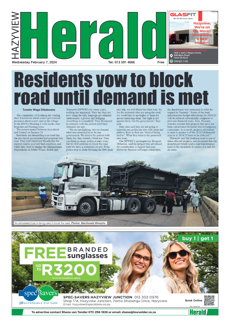 Hazyview Herald 7 February 2024 page 1