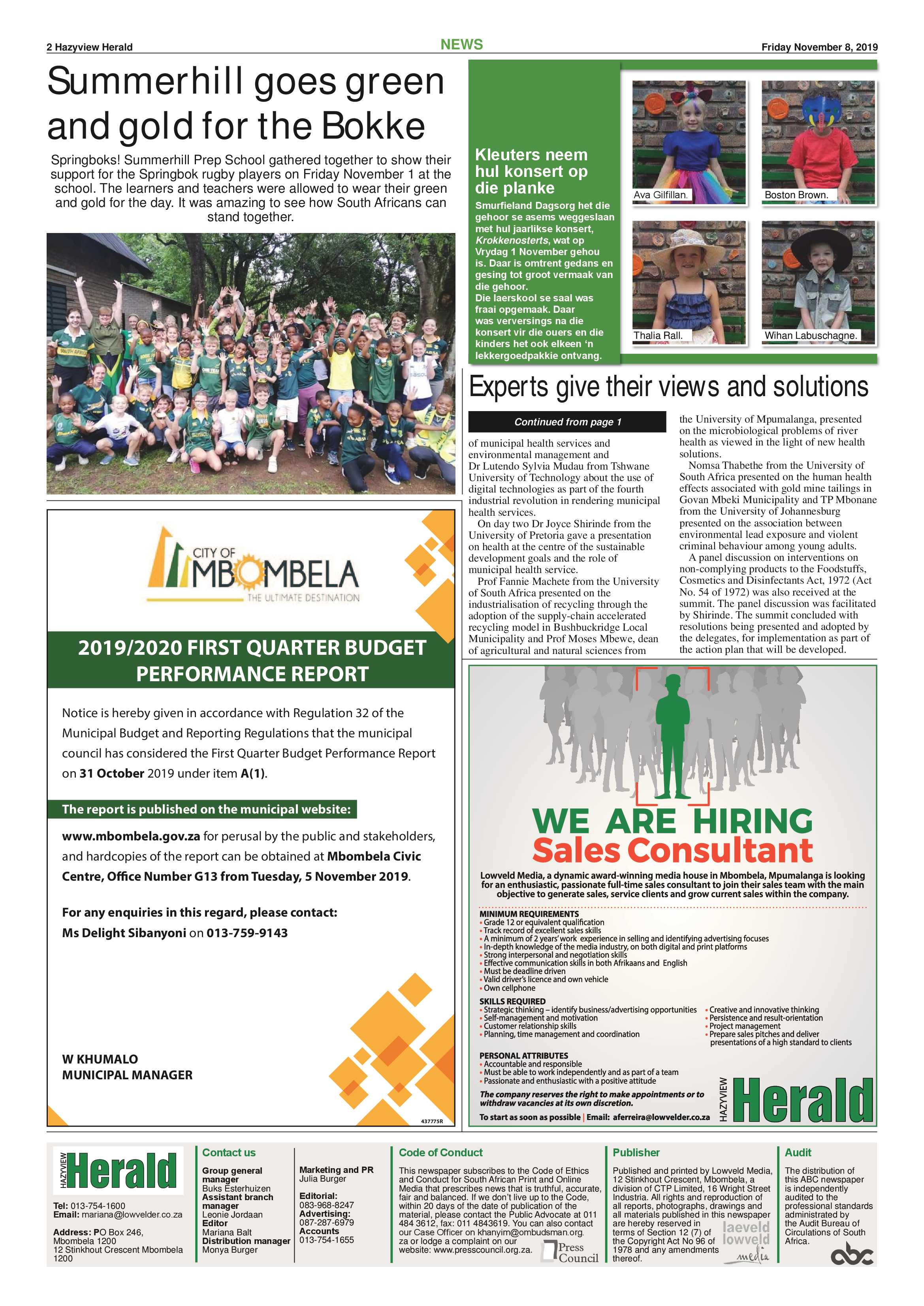 Hazyview Herald 8 November 2019 page 2