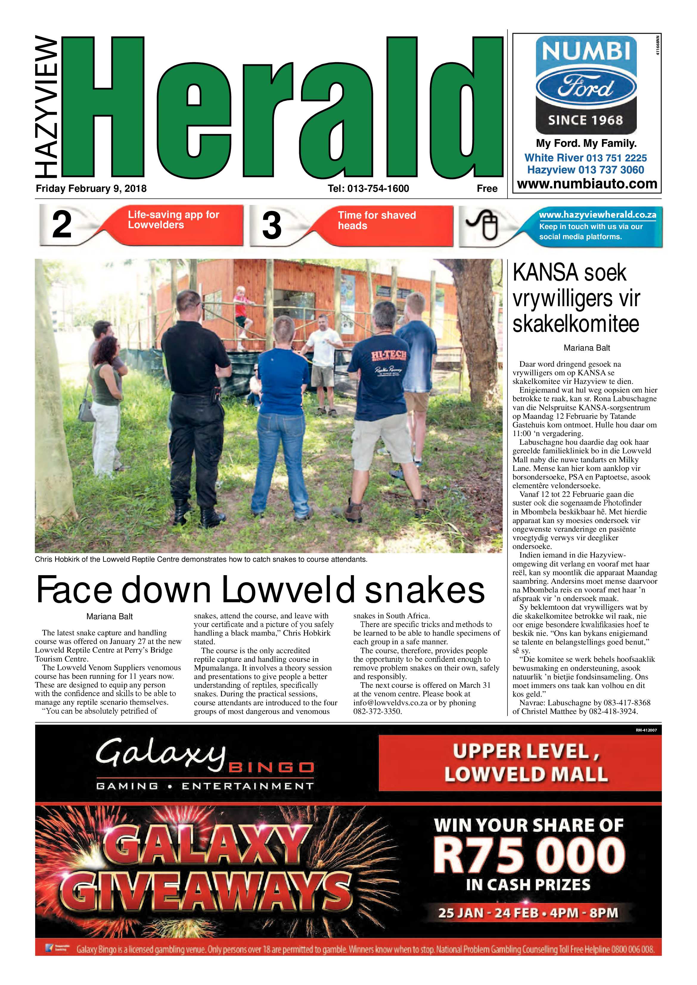 Hazyview Herald 9 February 2018 page 1