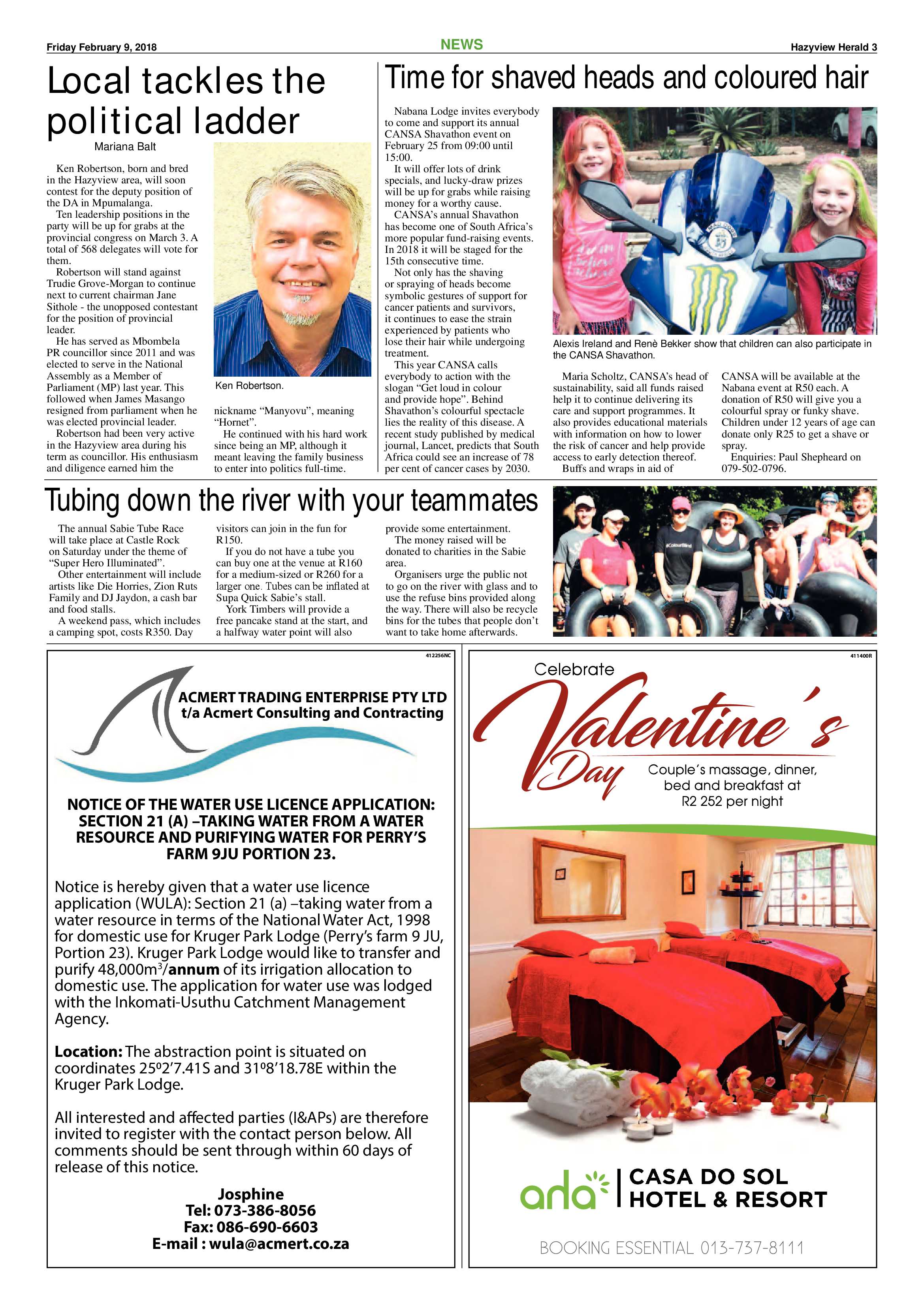 Hazyview Herald 9 February 2018 page 3