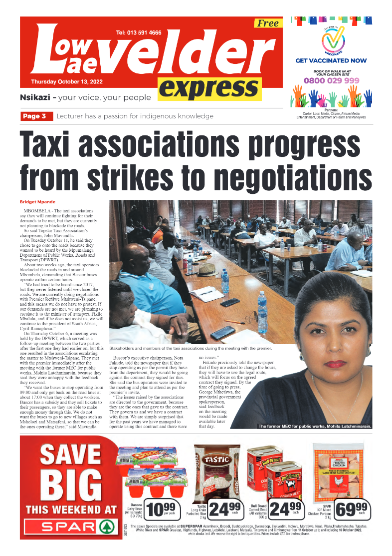 Lowvelder Express 13 October 2022 page 1